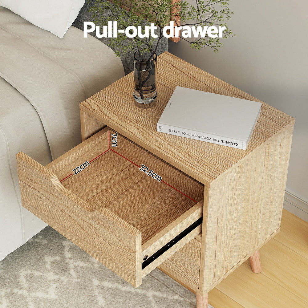 BODEN Pine Bedside Table 2 Drawers Black