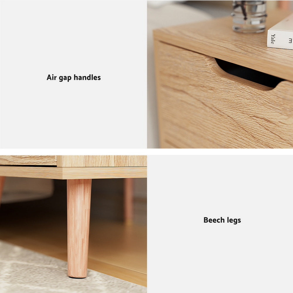 BODEN Pine Bedside Table 2 Drawers Black