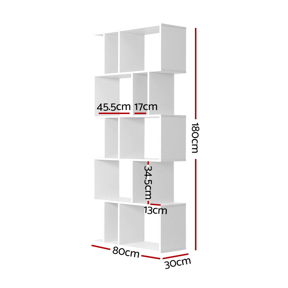 RITA 5-Tier Bookshelf Zig Zag White