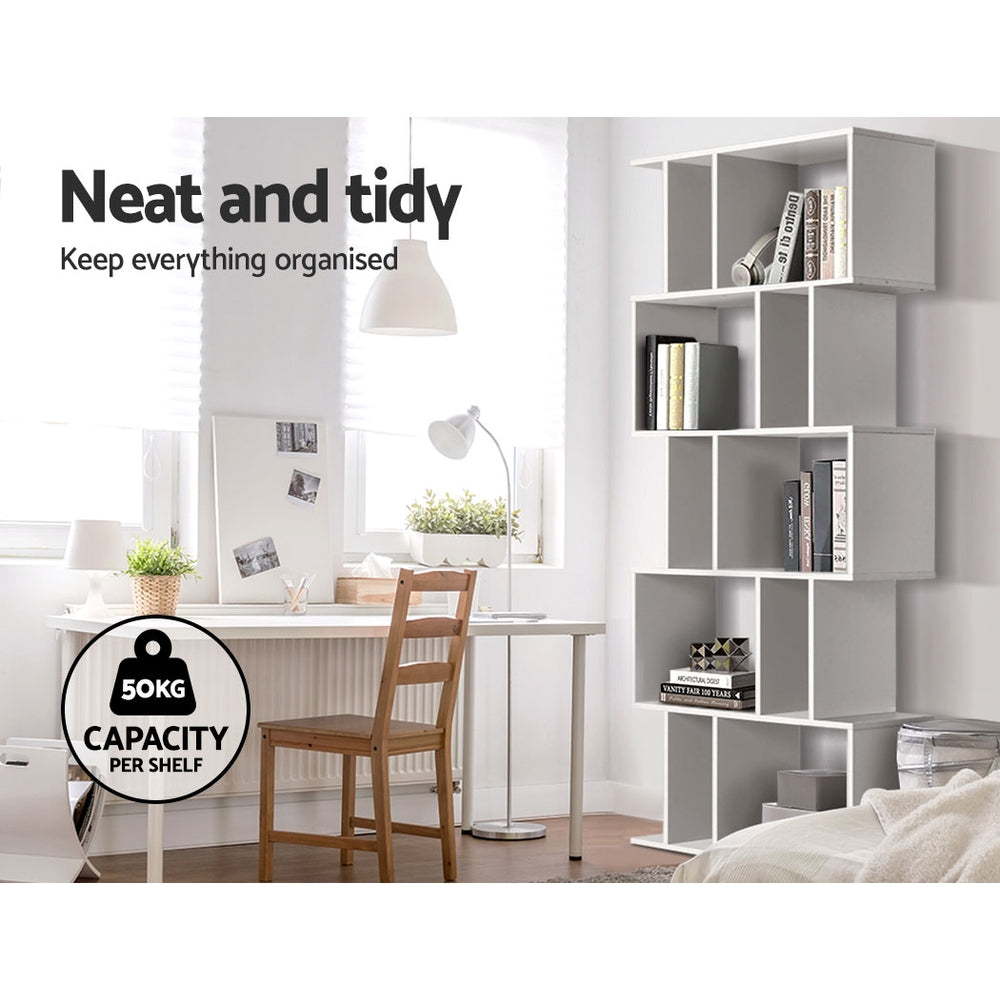 RITA 5-Tier Bookshelf Zig Zag White