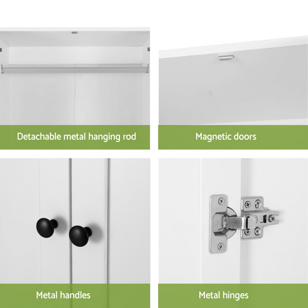Artiss White Wardrobe Closet Organiser 2 Doors 2 Drawers