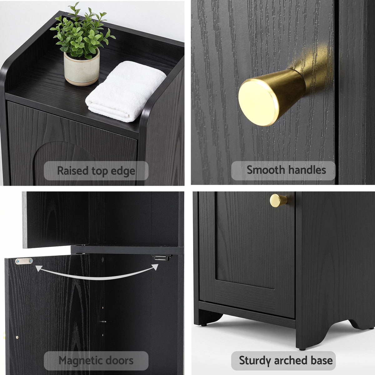 Artiss Bathroom Storage Cabinet Freestanding Cupboard Narrow Floor Shelf Black