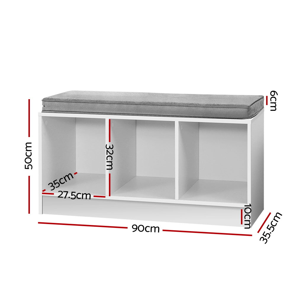 Zia Shoe Rack Cabinet Bench White