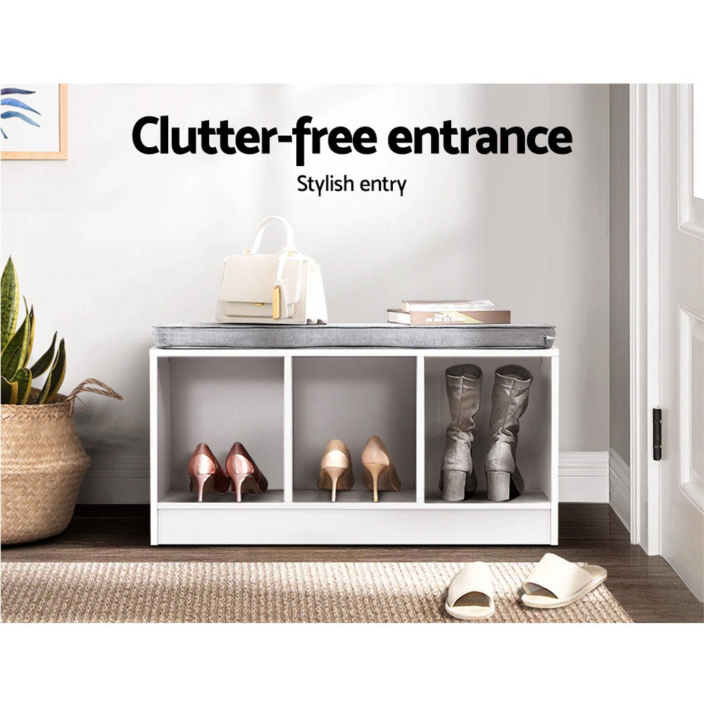Zia Shoe Rack Cabinet Bench White