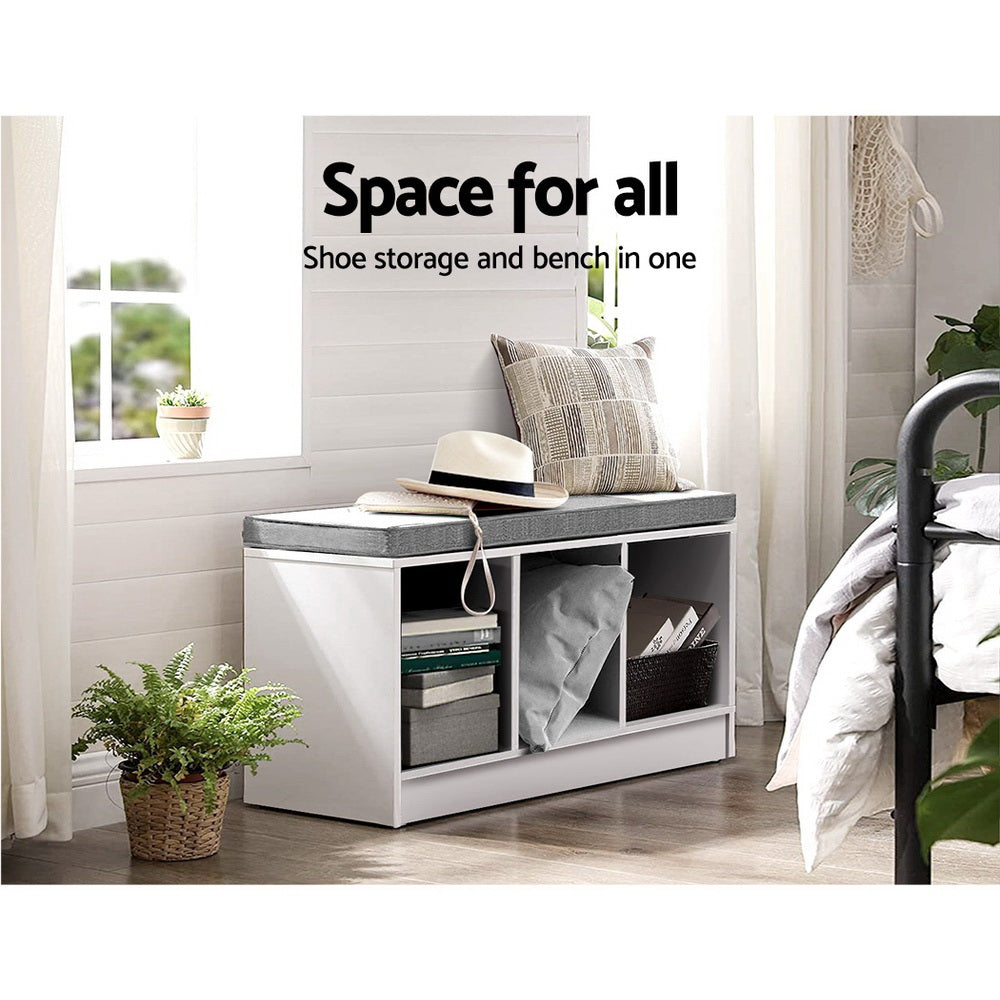 Zia Shoe Rack Cabinet Bench White