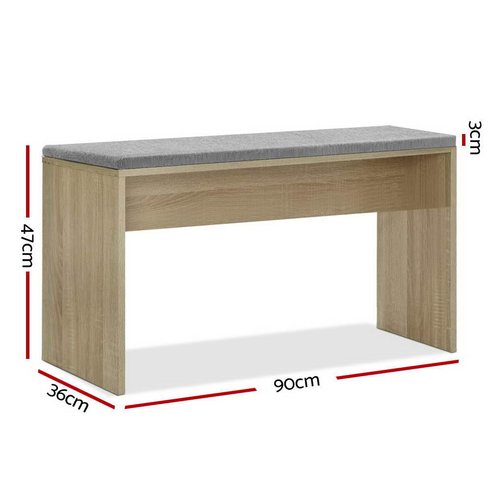 NATU 90cm Dining Bench Upholstered Seat Oak