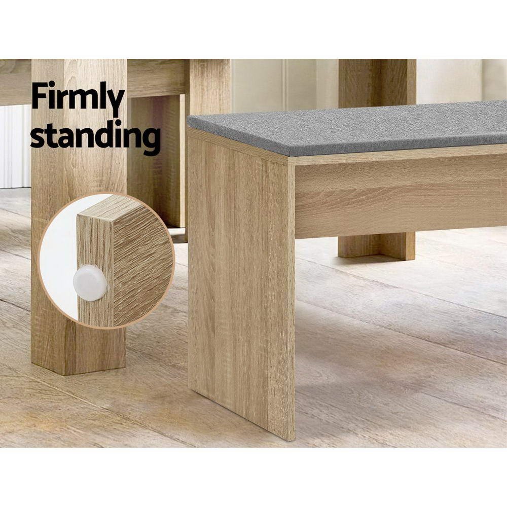 NATU 90cm Dining Bench Upholstered Seat Oak
