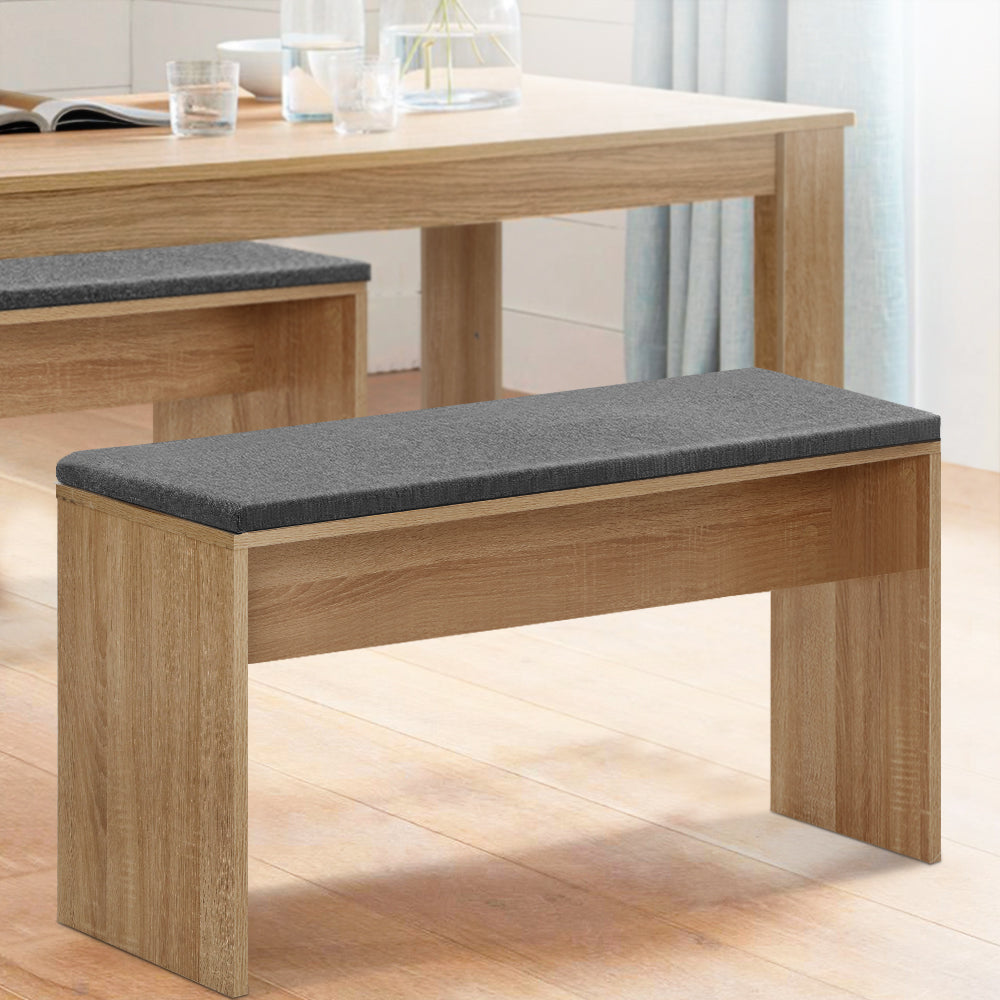 NATU 90cm Dining Bench Upholstered Seat Oak