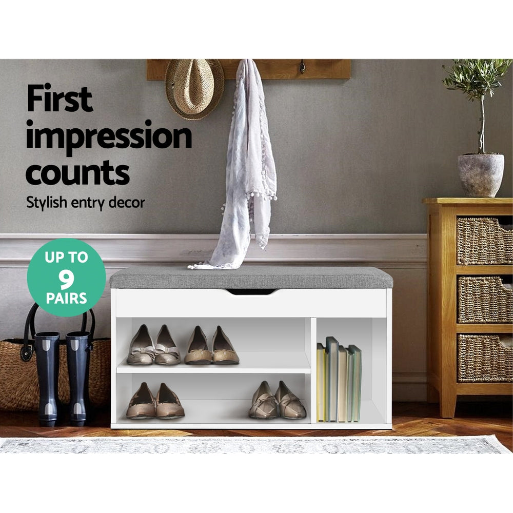 Allen Shoe Rack Bench Cabinet White