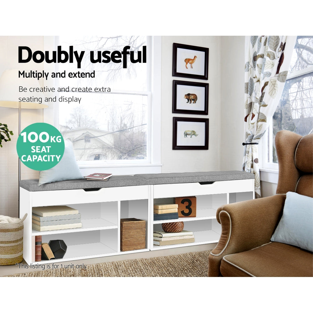 Allen Shoe Rack Bench Cabinet White