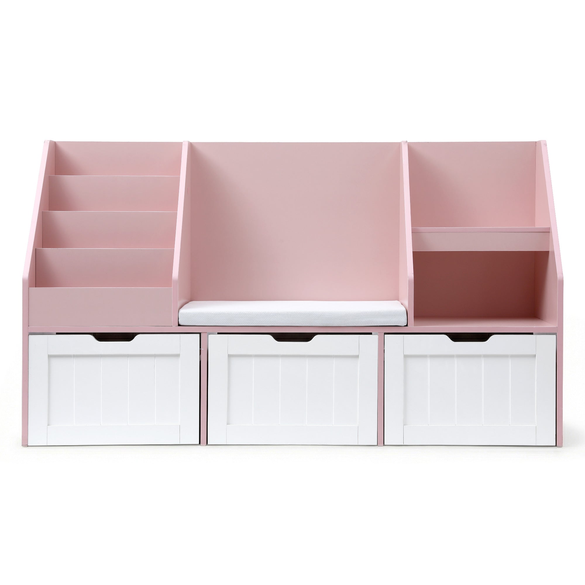 Keezi Kids Bookshelf Storage Organiser Toy Box Drawer Bench Seat Cabinet Pink