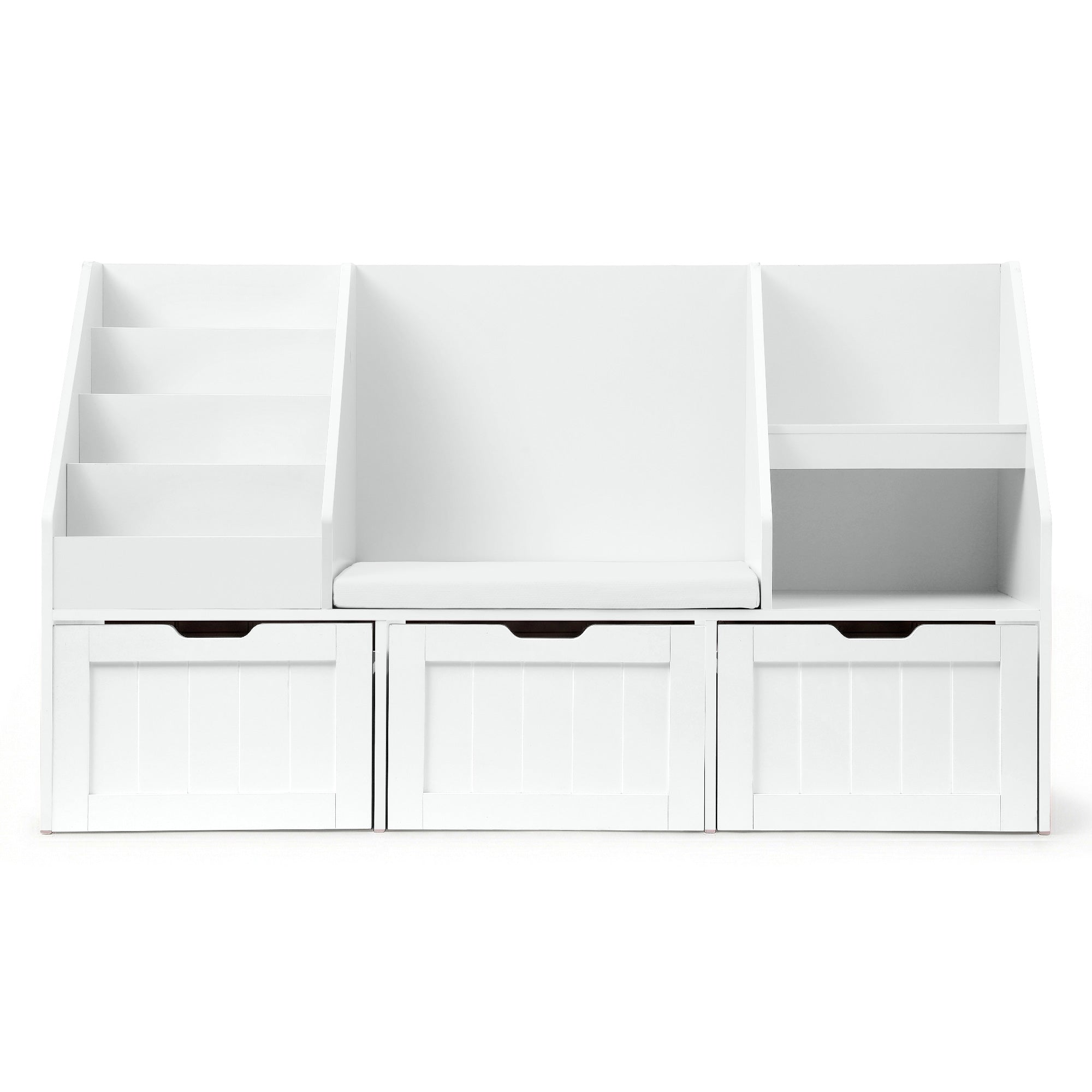 Keezi Kids Bookshelf Storage Organiser Toy Box Drawer Bench Seat Cabinet White