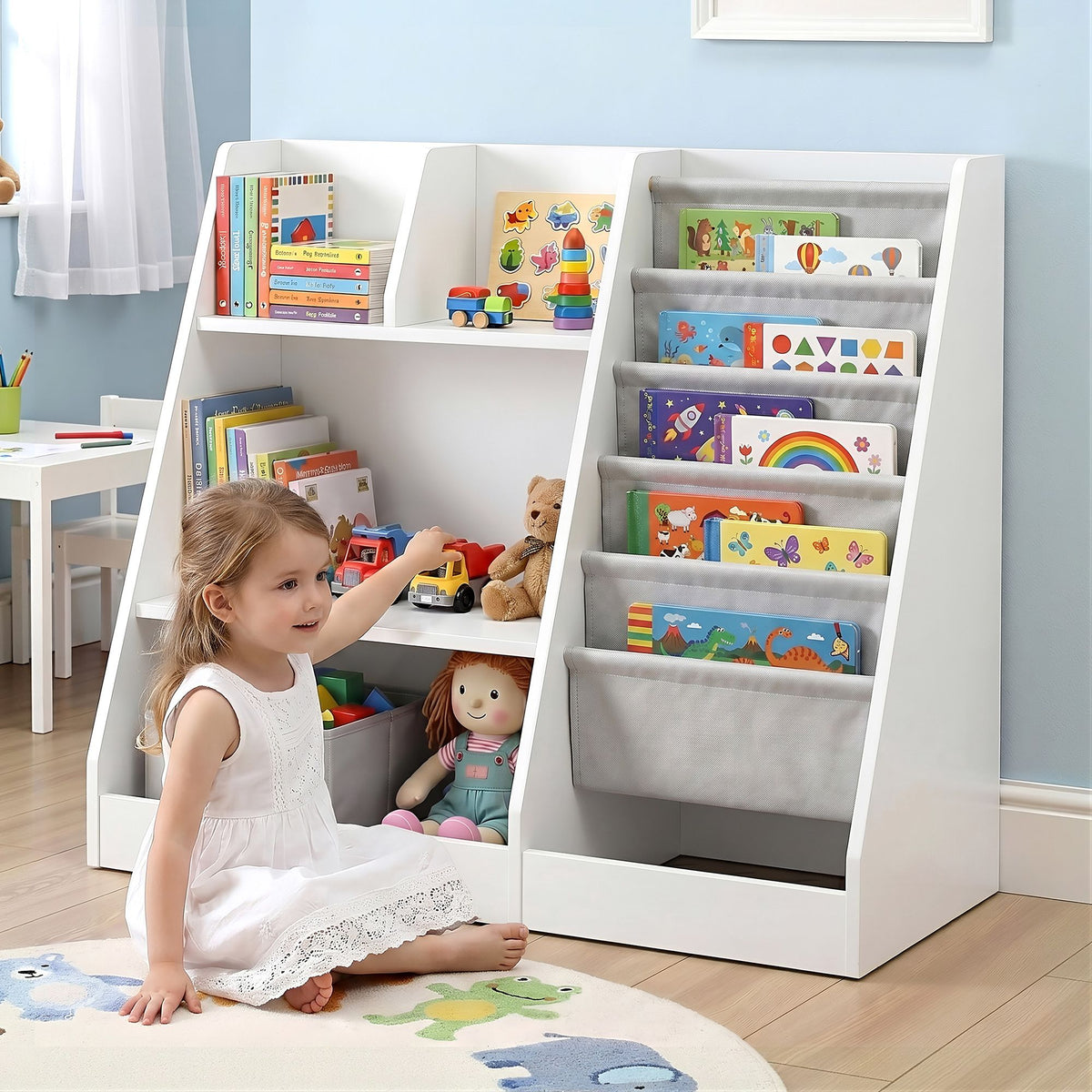 Keezi Kids Bookshelf and Storage Organiser, White