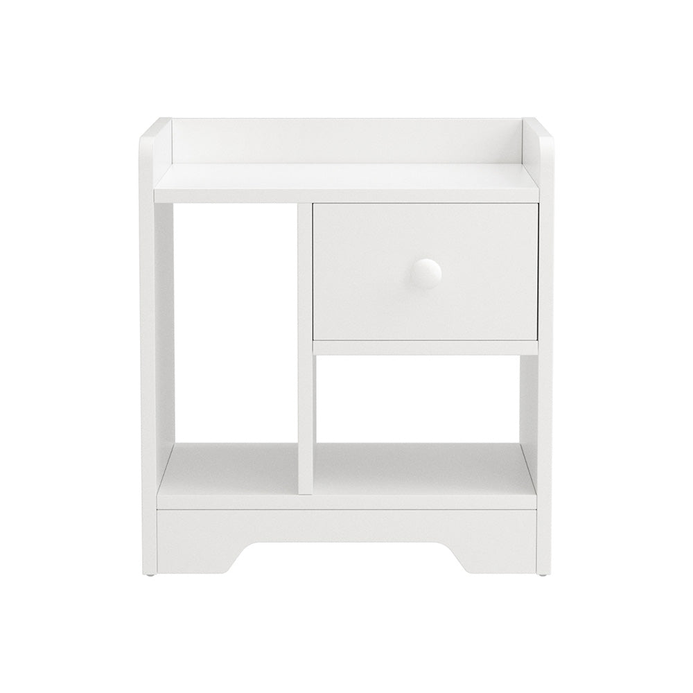 Artiss White Bedside Table Drawer Nightstand with Open Shelf