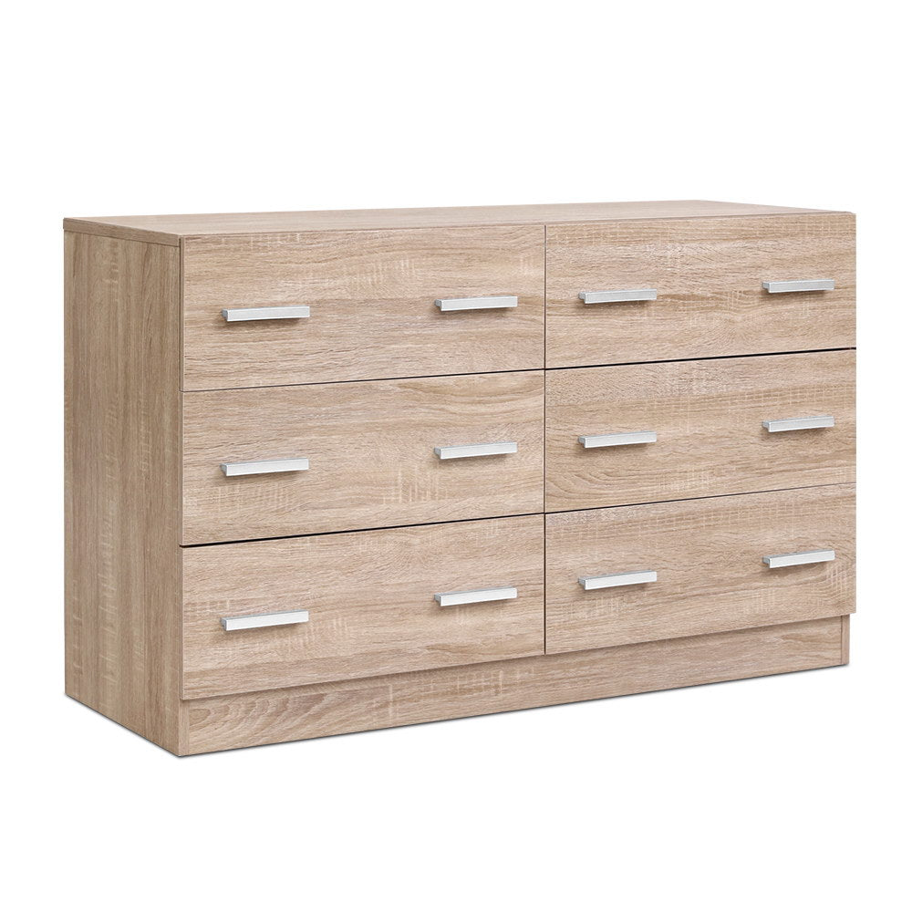 VEDA 6-Drawer Lowboy Pine Chest