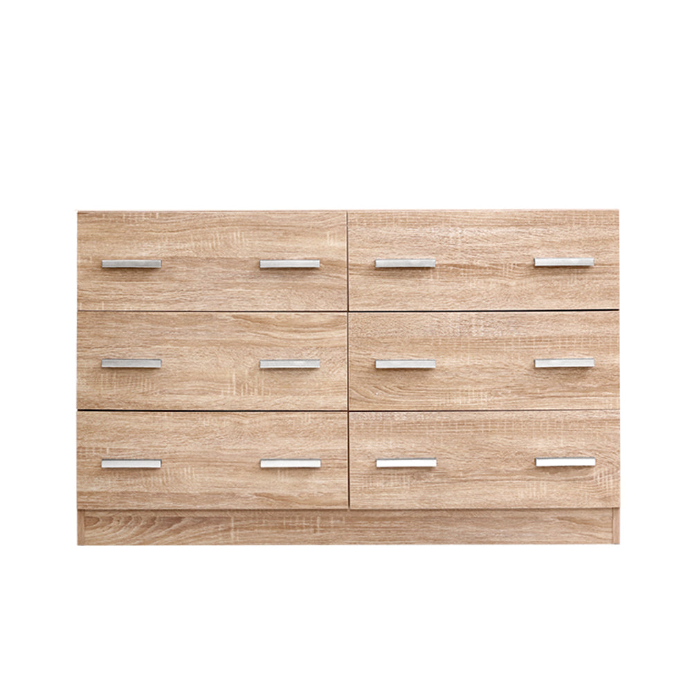 VEDA 6-Drawer Lowboy Pine Chest