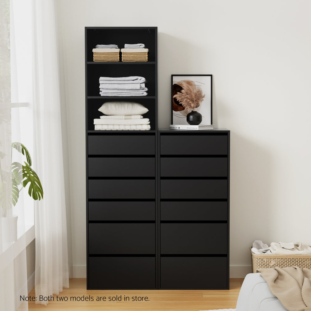 Artiss 6 Drawer Chest of Drawers Tallboy Black