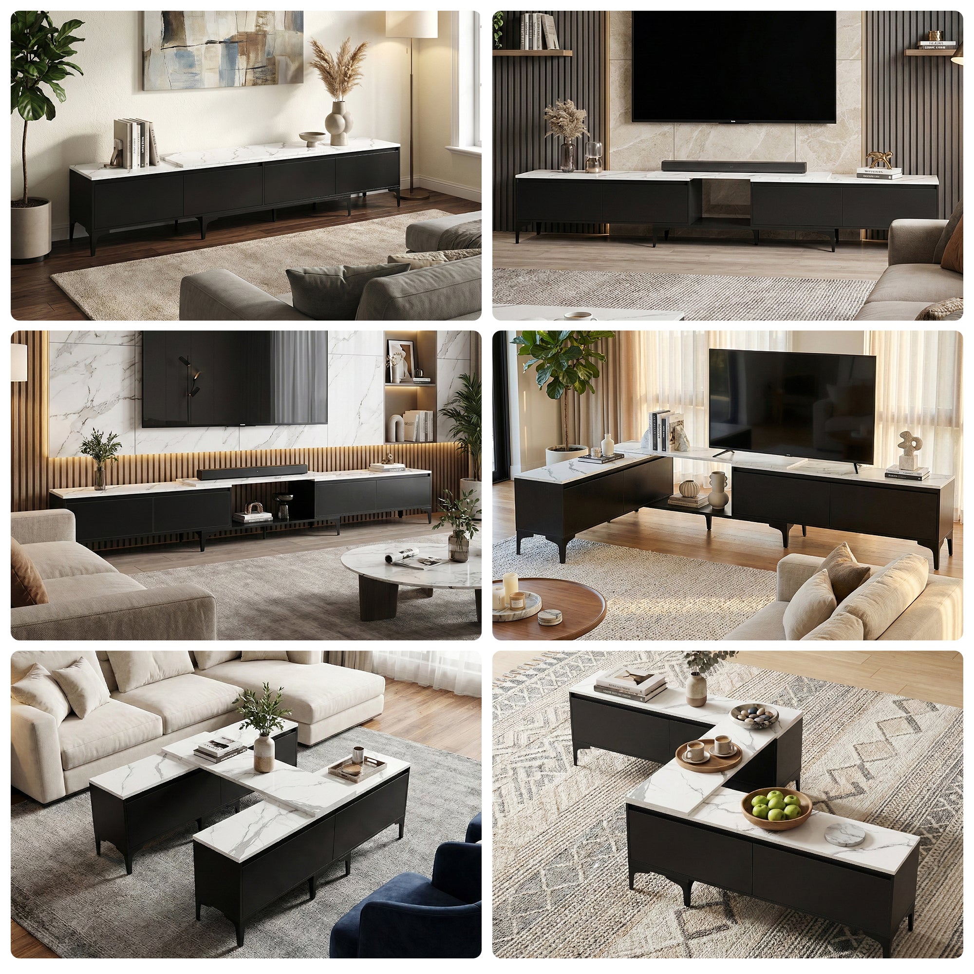 Artiss TV Cabinet Entertainment Unit Stand Extendable Black