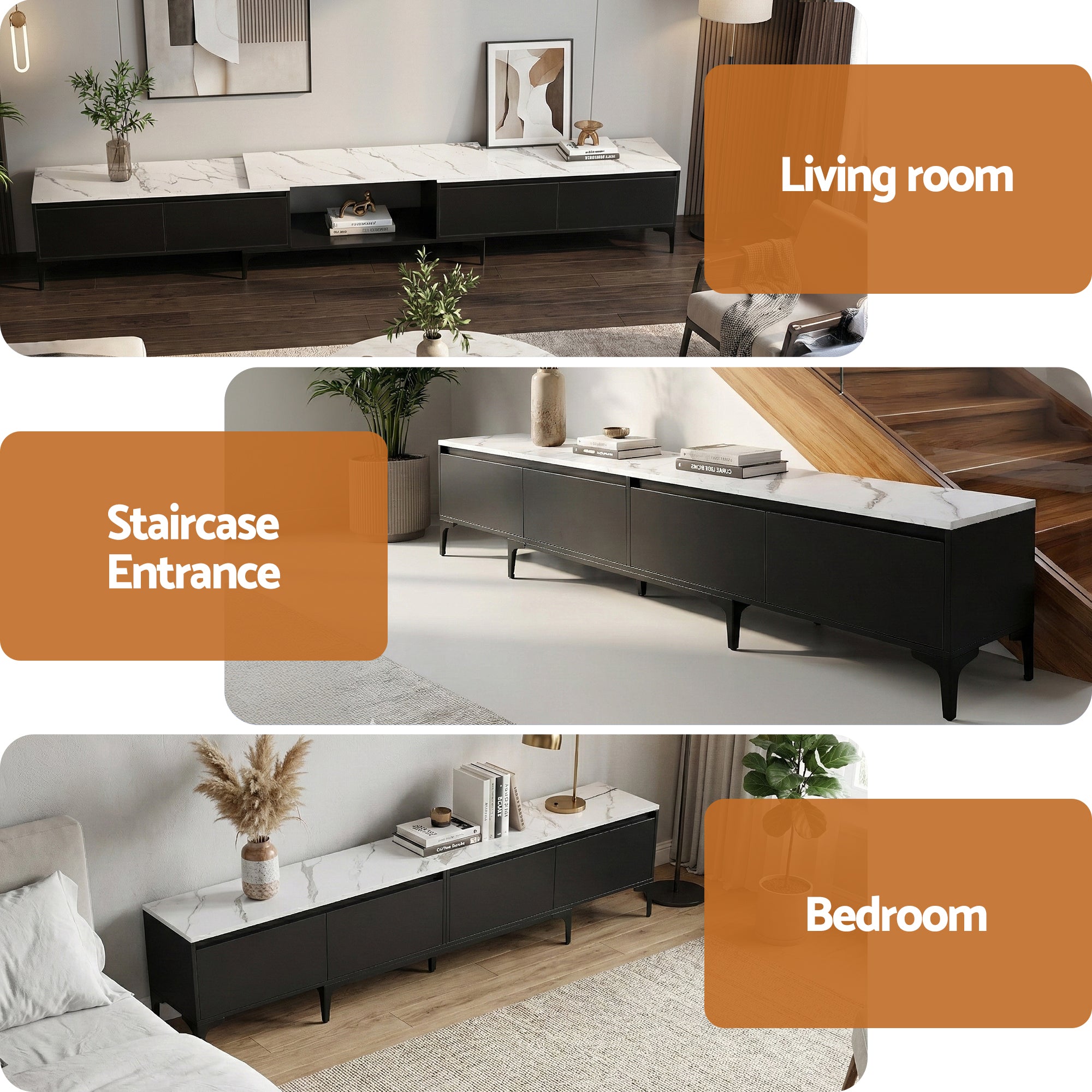 Artiss TV Cabinet Entertainment Unit Stand Extendable Black