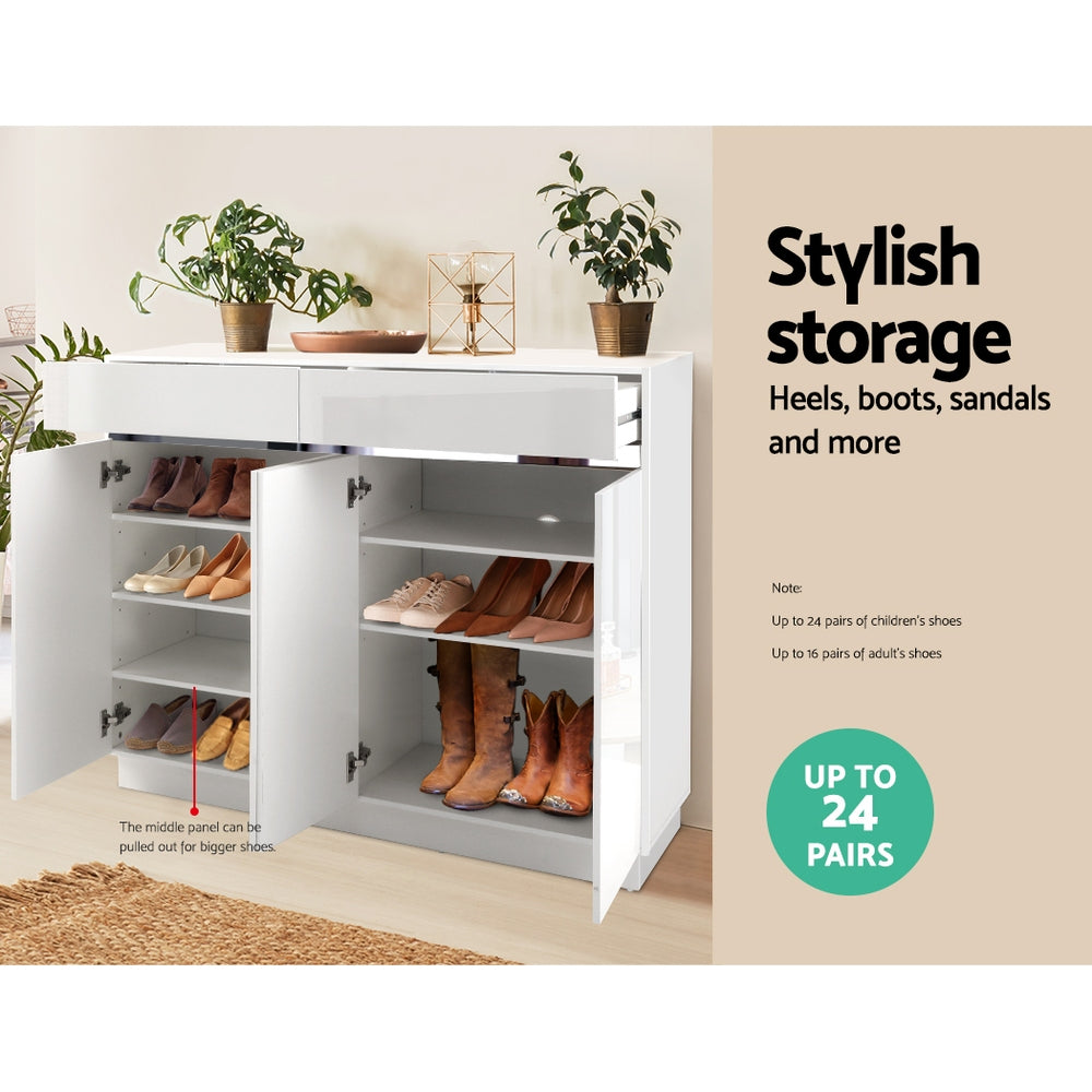 Lydia Shoe Rack Cabinet 24 Pairs Storage White