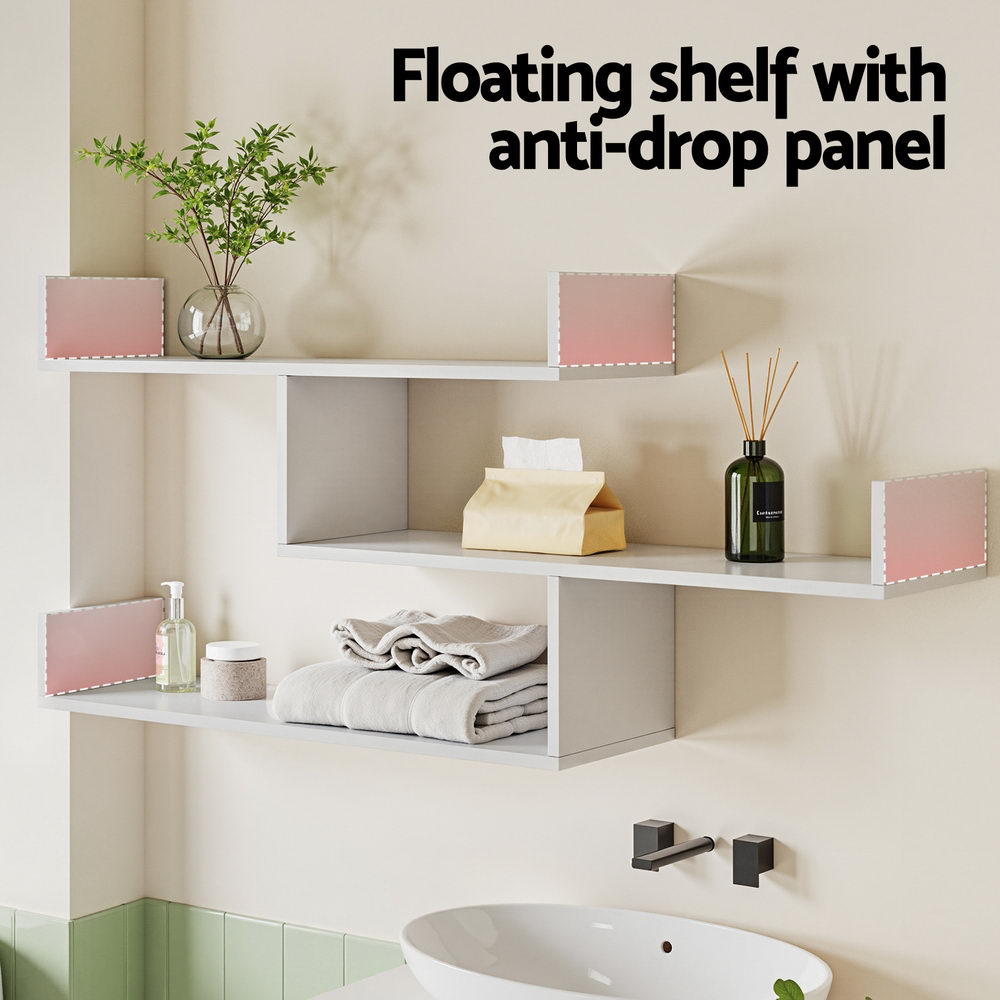 3-Tier Floating Wall Shelf White