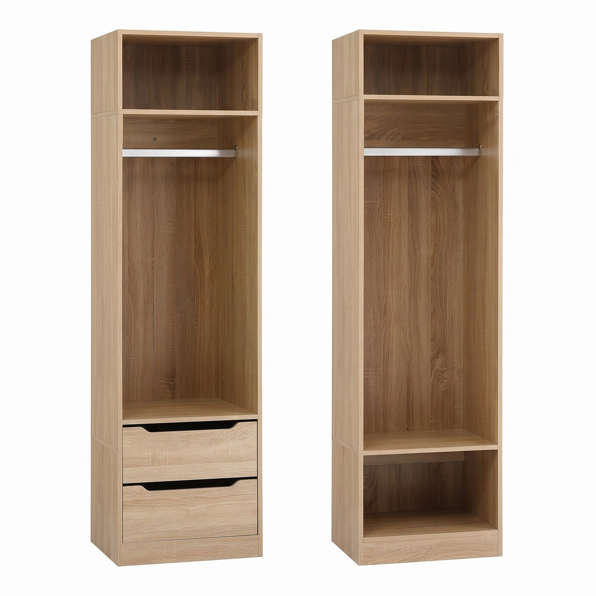 Artiss 2 Piece Pine Wardrobe Set with Drawers and Shelves
