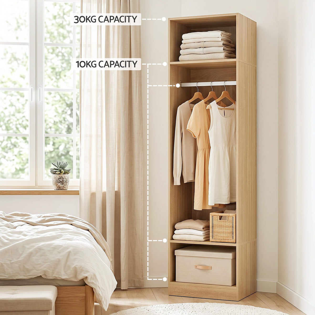 Artiss 2X Wardrobe Clothes Closet Storage Organiser Shelf Pine