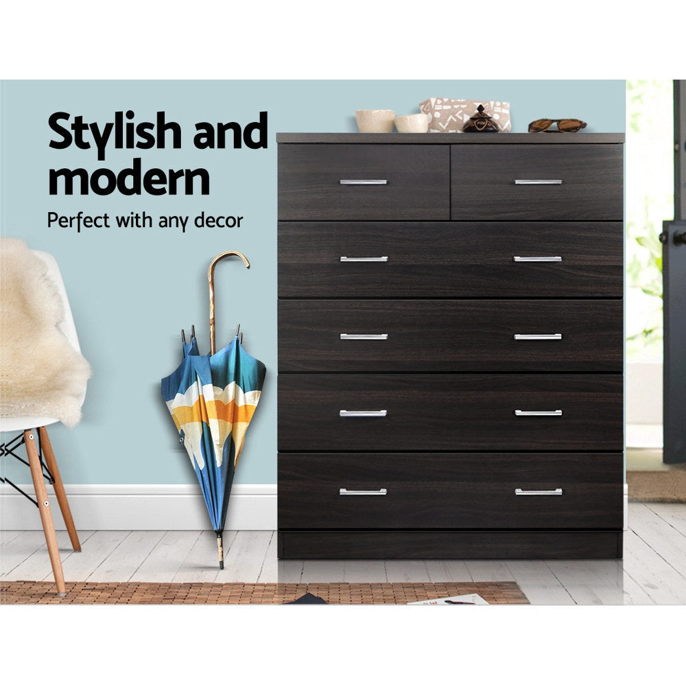 Andes 6-Drawer Tallboy Chest Walnut