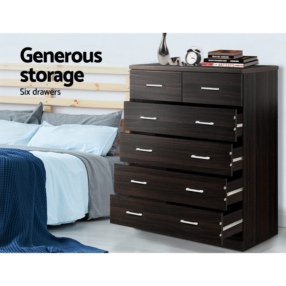 Andes 6-Drawer Tallboy Chest Walnut