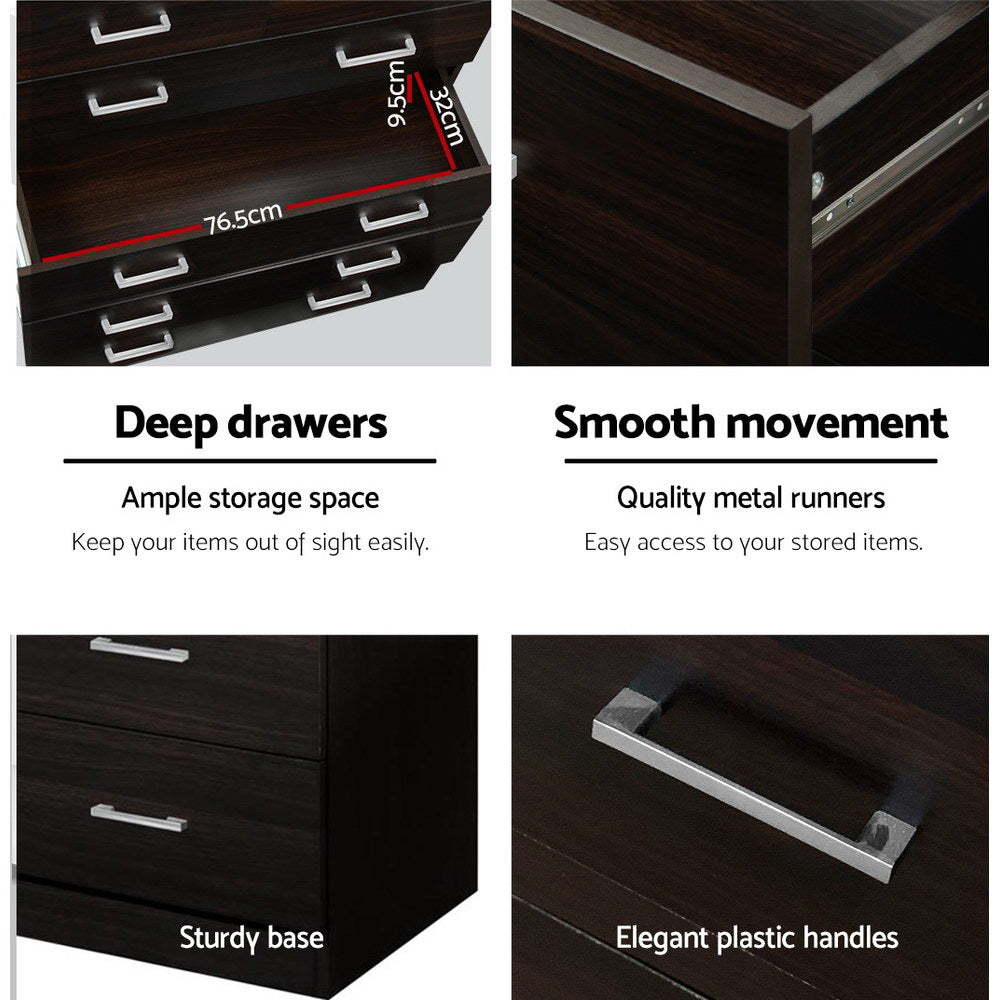 Andes 6 Drawer Tallboy Chest of Drawers Walnut
