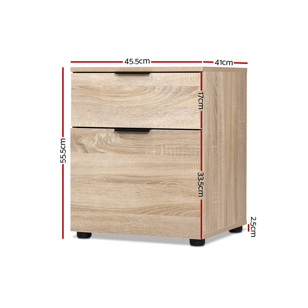 Artiss 2-Drawer Filing Cabinet Office Storage Wood