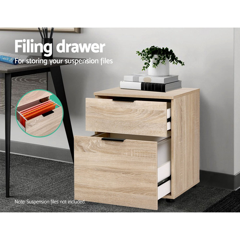 Artiss 2-Drawer Filing Cabinet Office Storage Wood