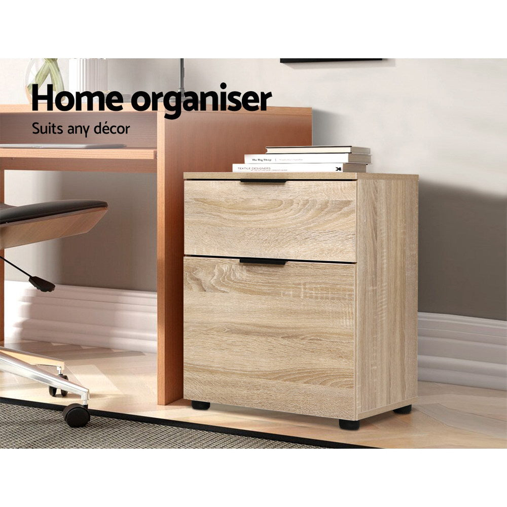 Artiss 2-Drawer Filing Cabinet Office Storage Wood