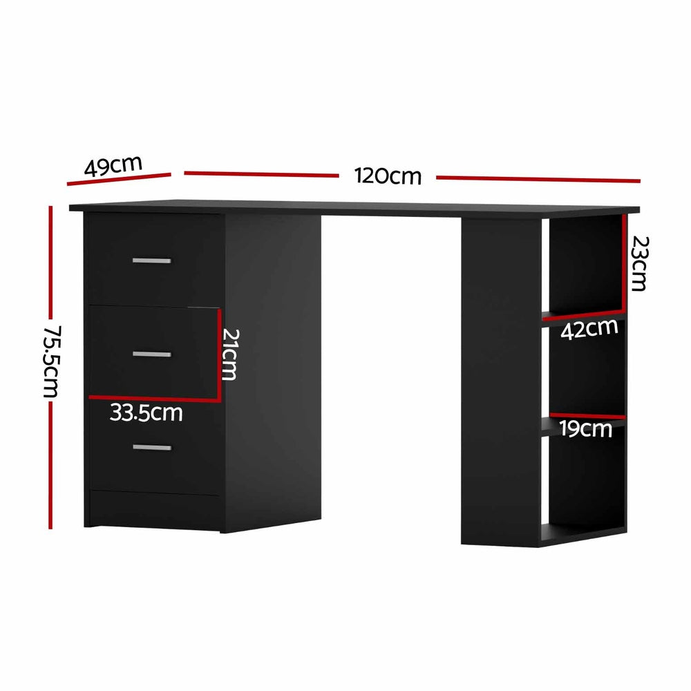 Bobb 120cm Computer Desk Drawer Shelf Cabinet Black