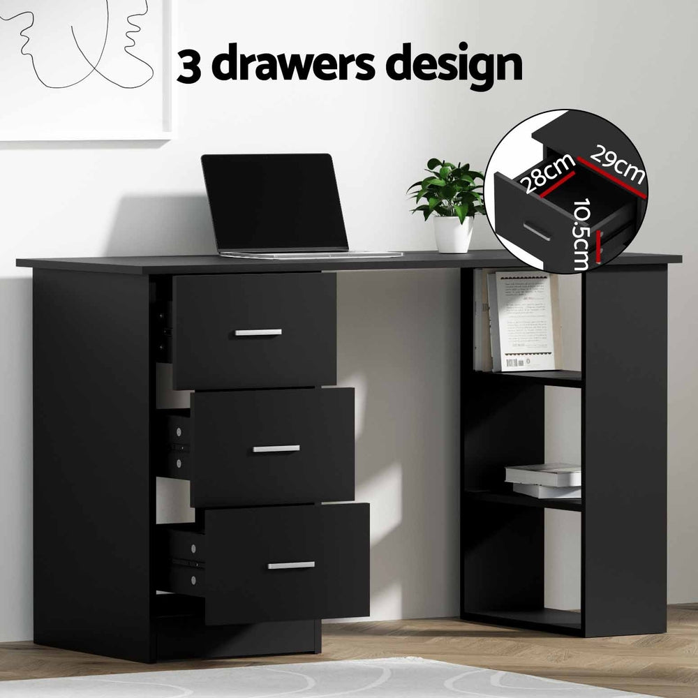 Bobb 120cm Computer Desk Drawer Shelf Cabinet Black