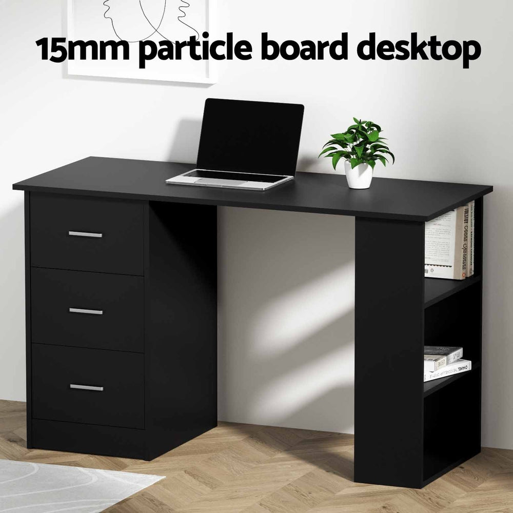 Bobb 120cm Computer Desk Drawer Shelf Cabinet Black