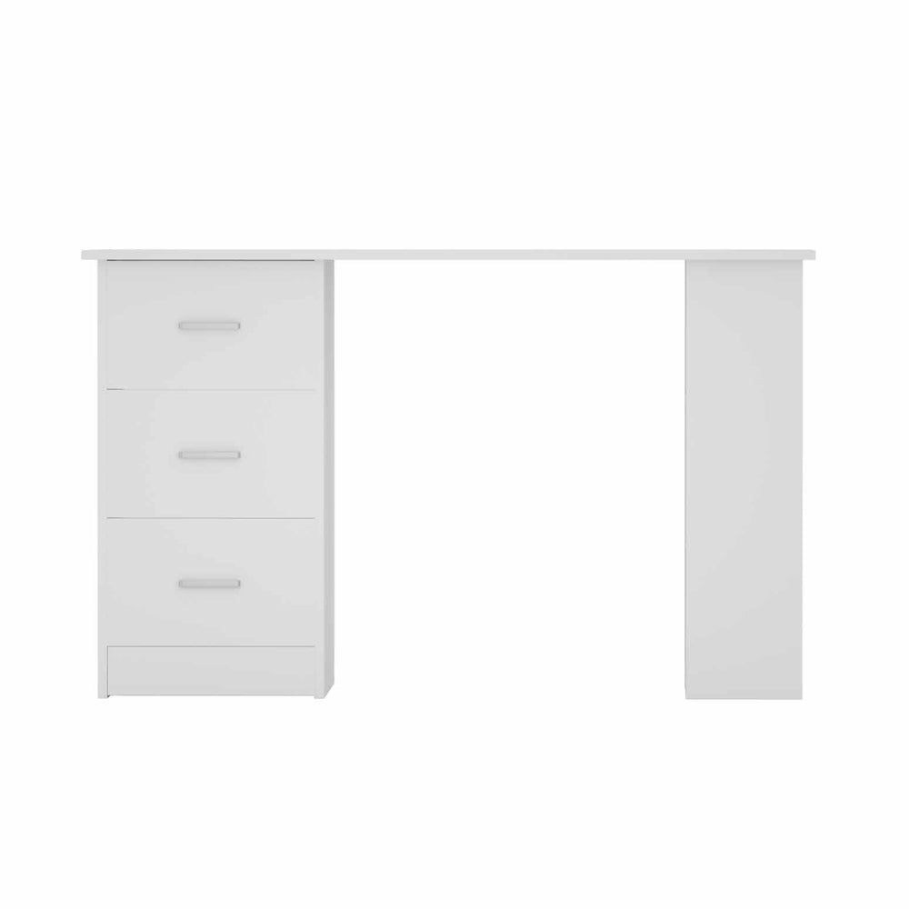 Bobb Computer Desk with Drawers and Shelves, White, 120cm