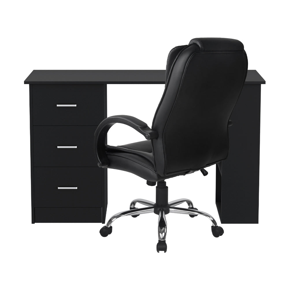 Artiss 120cm Executive Desk and PU Leather Office Chair Set Black