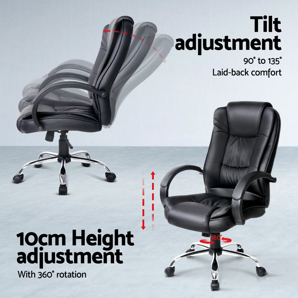 Artiss 120cm Executive Desk and PU Leather Office Chair Set Black