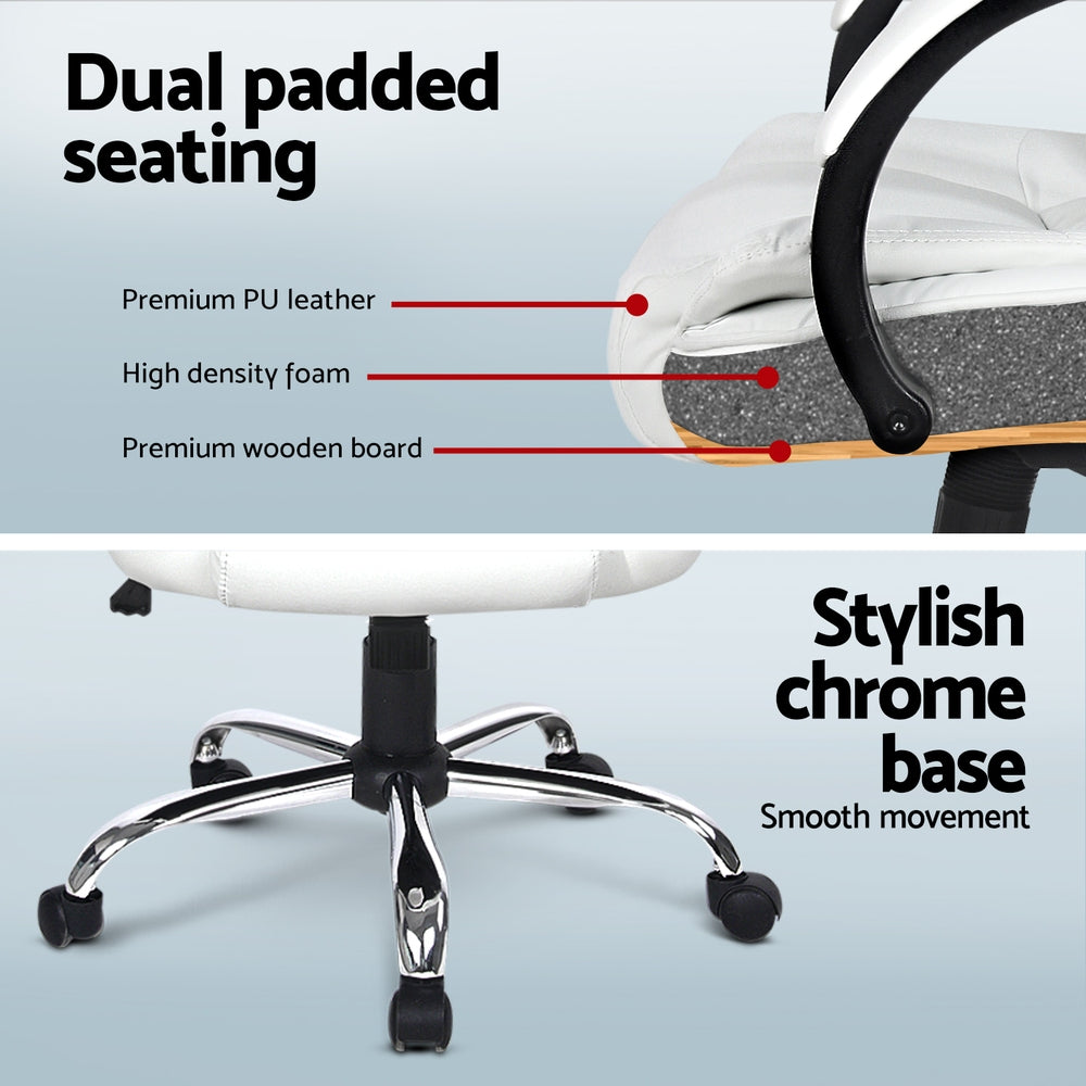 Artiss 120cm Computer Desk & Executive Office Chair Set White