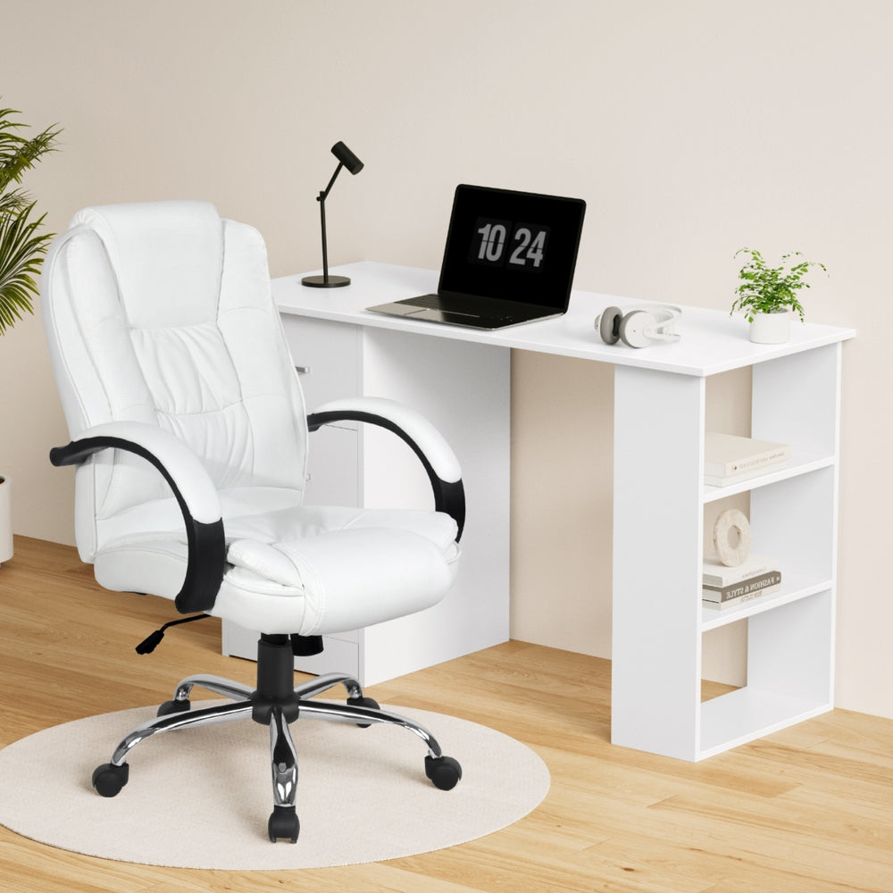 Artiss 120cm Computer Desk & Executive Office Chair Set White