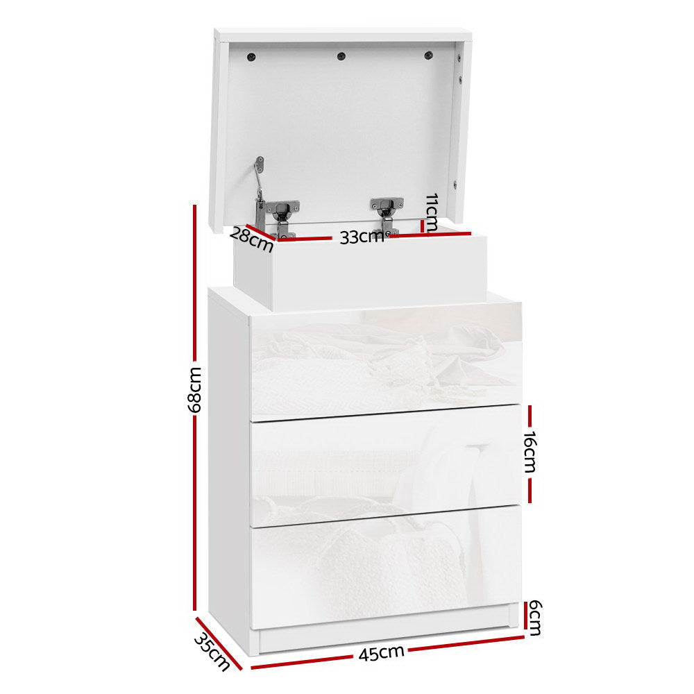 Coley Bedside Table LED 3 Drawers White