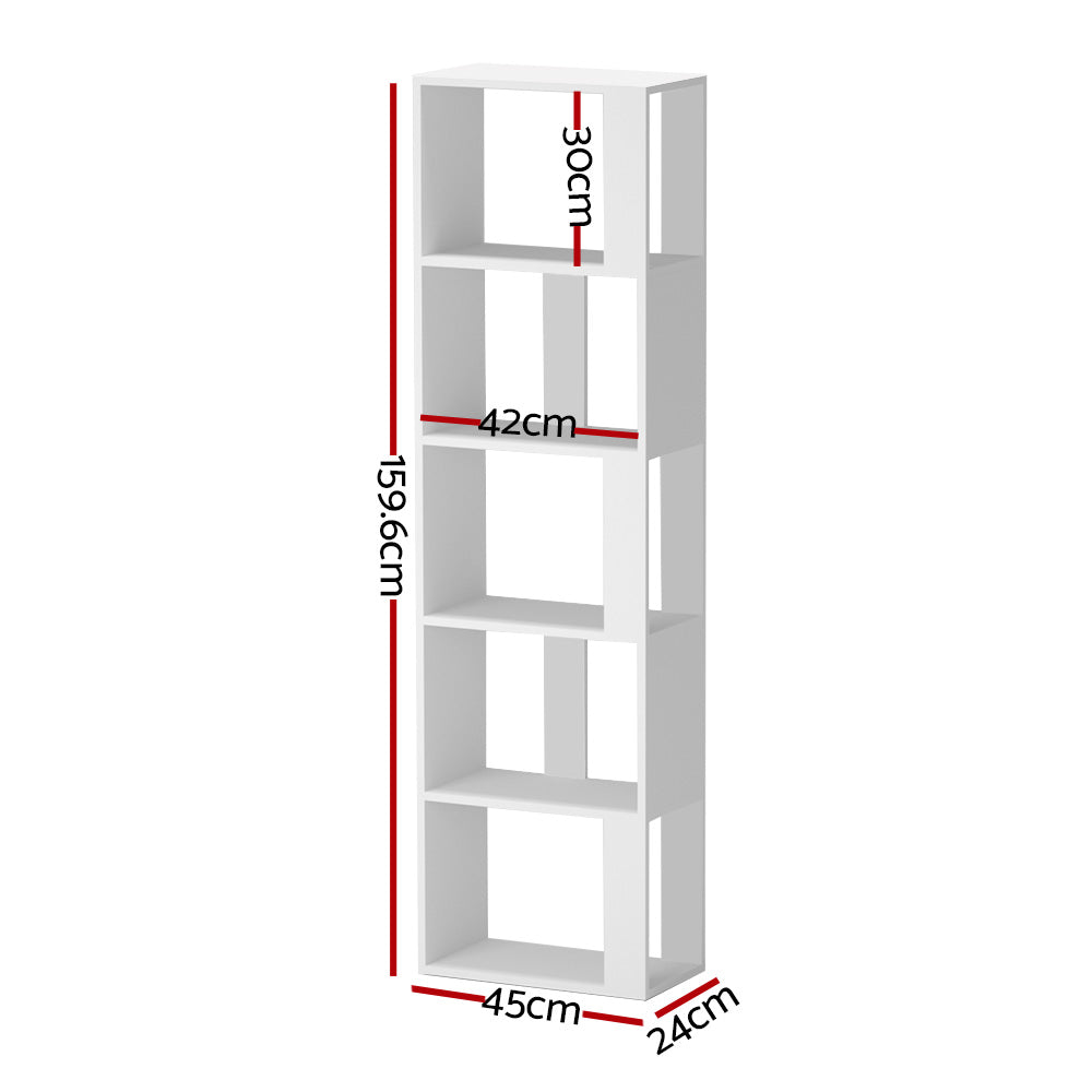 LINA 5-Tier Bookshelf White
