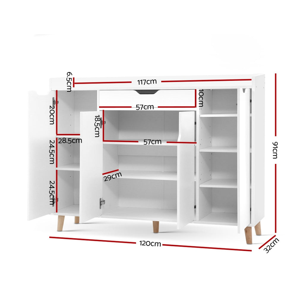 Cissy Shoe Rack Cabinet 26 Pairs Adjustable White