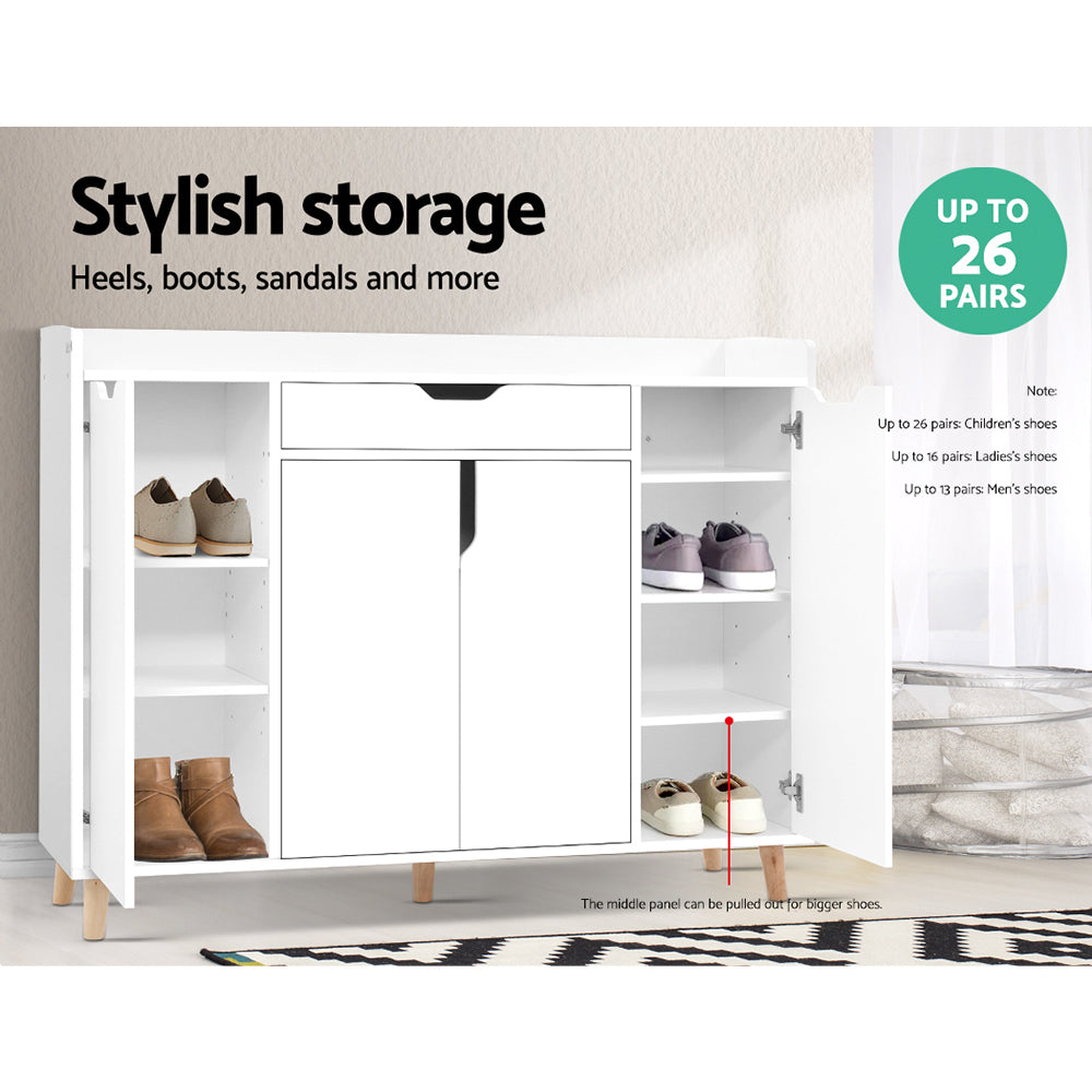 Cissy Shoe Rack Cabinet 26 Pairs Adjustable White