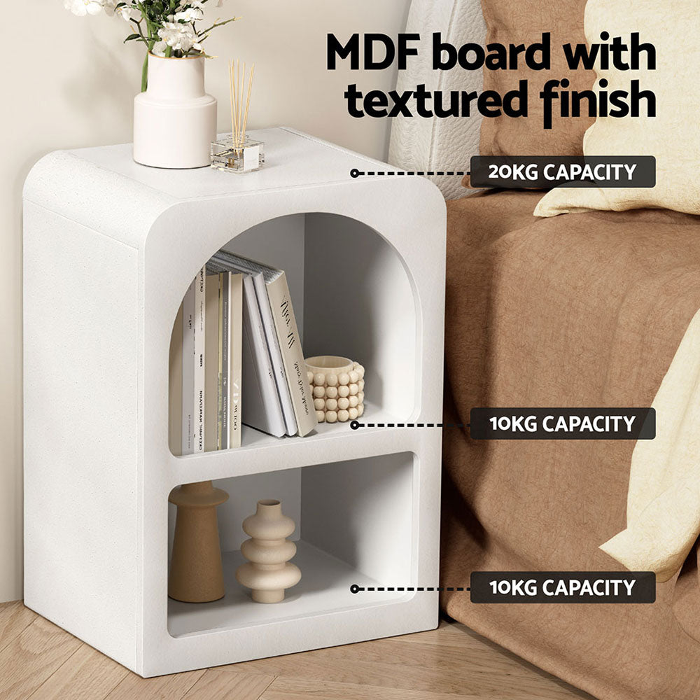 ARCHED Bedside Table White Shelves Nightstand