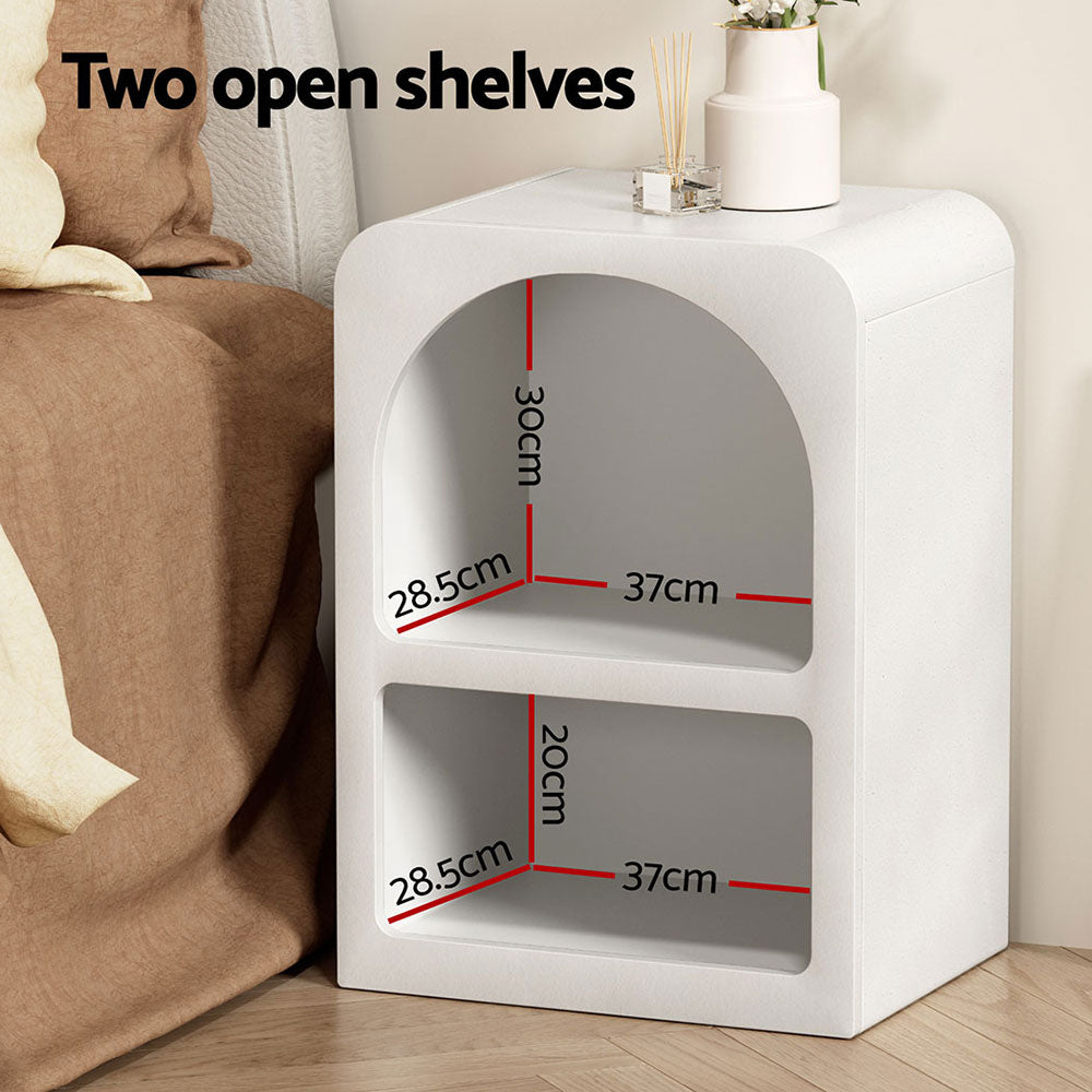 ARCHED Bedside Table White Shelves Nightstand