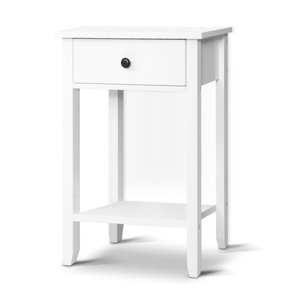 Bowie Bedside Table 1 Drawer Shelf White