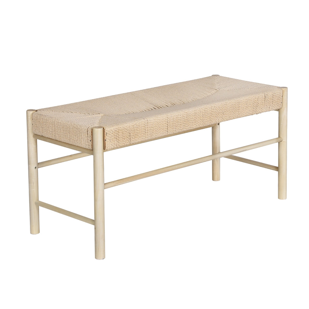 Moe 100cm Dining Bench Paper Rope Seat Pine