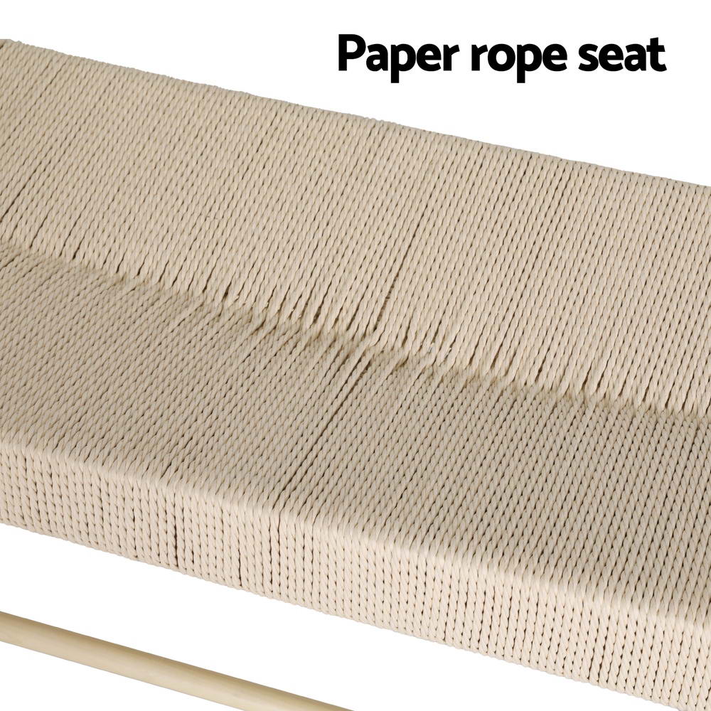 Moe 100cm Dining Bench Paper Rope Seat Pine